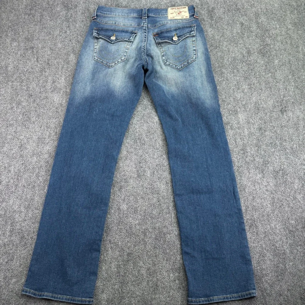 True Religion Jeans Men's 32x34 Blue Ricky Relaxed Straight Flap Pockets
